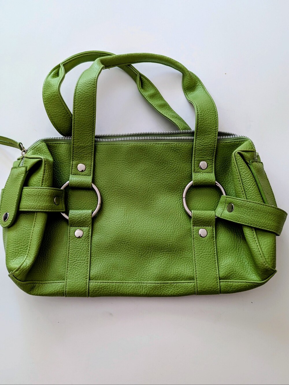 Green Structured Satchel Handbag